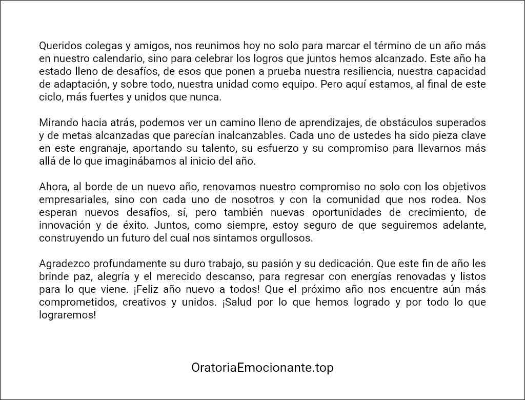 Discurso de fin de año empresarial modelo