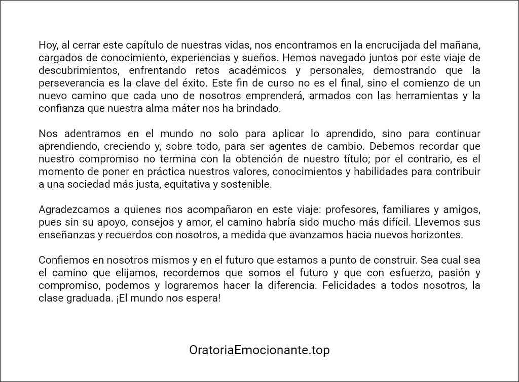 ejemplo de Discurso de fin de curso universitario