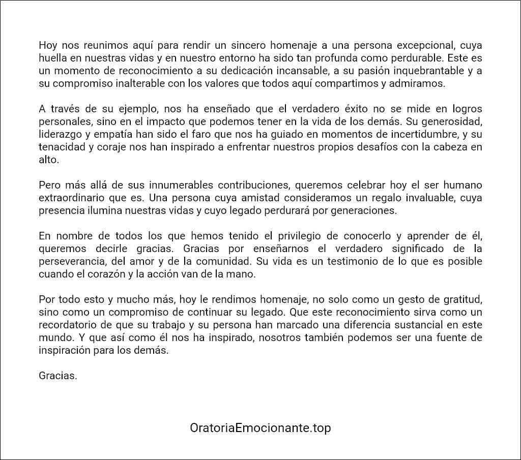 Discurso de homenaje a una persona plantilla