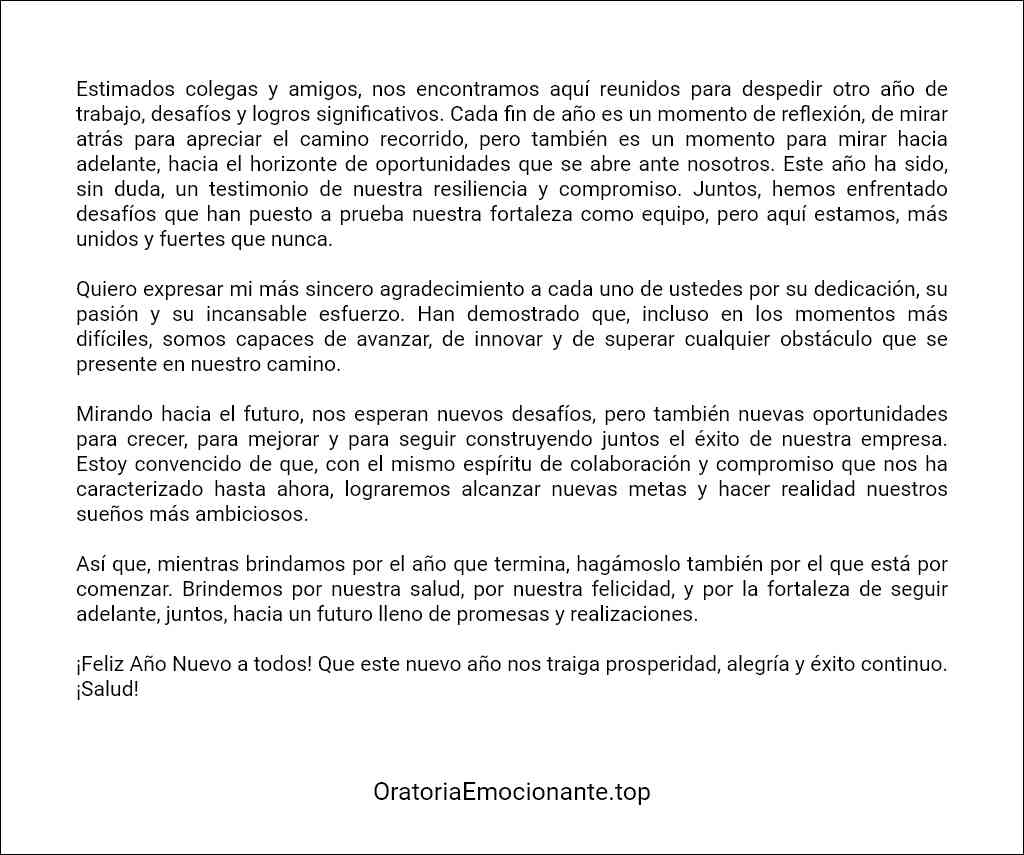 Discurso de fin de año empresarial ejemplo