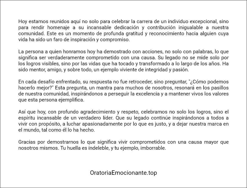 como redactar un Discurso de homenaje a una persona 