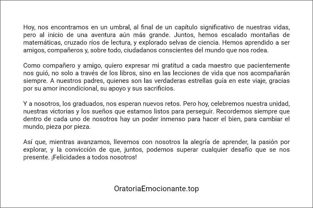 como redactar un Discurso de graduación de primaria por un alumno de sexto 