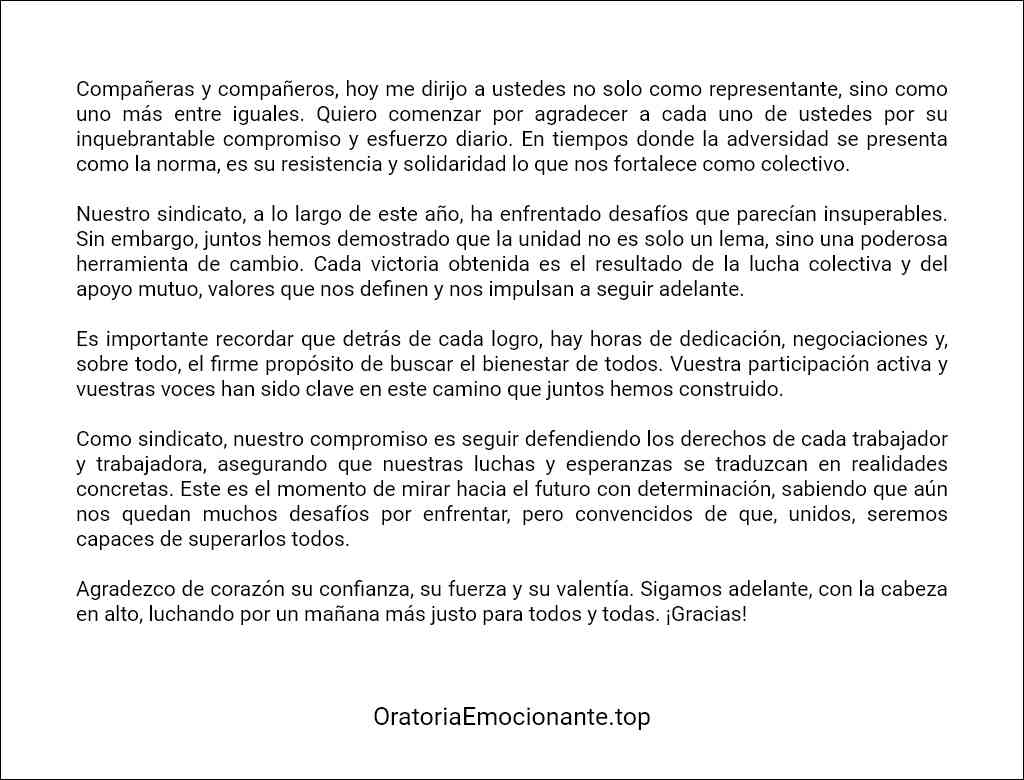 como elaborar un Discurso sindical de agradecimiento